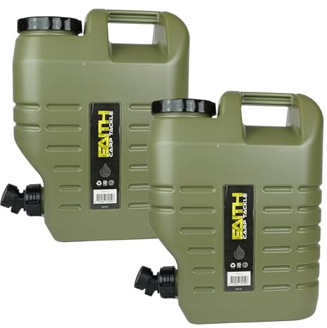 FAITH CARP TACKLE Bidón de Agua con Grifo - Polietileno Verde - Depósito de Agua - Contenedor de Agua - Bidón de Agua - Dispensador de Agua - Grifo de Agua - con Grifo Dosificador