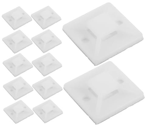 jojofuny 100pcs Zip Tie Anchors for Cable Management Self-Adhesive Mounting Squares Reusable Wire Bracket for Twist Ties