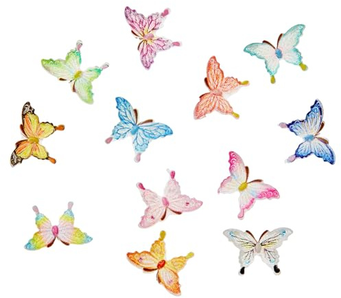SUPERFINDINGS 120 Stück 12 Farben Mini Schmetterlinge Winzige Harz Schmetterlinge Ornamente Harz Tierfiguren Schmetterling Harz Cabochon Für DIY Feengarten Landschaft Nagel