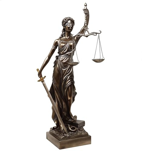 MystiCalls Große Justitia - Göttin der Gerechtigkeit und des Rechtswesens - Dekofigur, Dekoration, Buch, Schlange, Statue