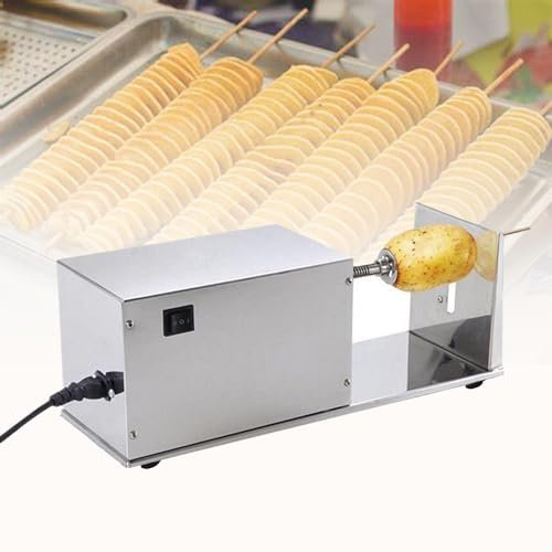 sjdoPulse Affettatrice Elettrica per Patate Tornado, Affettatrice Elettrica per Patate Tornado A Spirale 1,5-2 Mm di Spessore Uniforme in Acciaio Inossidabile Automatico Ritorto