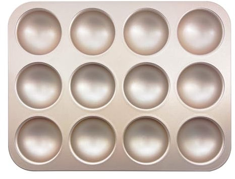 Stampo da Forno Semicircolare Vassoio per Dolci a Mezza Sfera per Muffin Crostate Torte Pane Panna Cotta Mousse Budino Cupcake Stampo Antiaderente in Acciaio al Carbonio per Dessert Creativi 12 Cavità