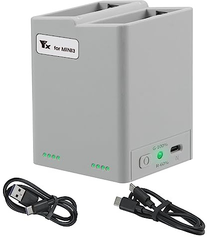 Station de Charge Volohas Bidirectionnelle pour Drone DJI Mini 4 Pro/3 Pro - Chargeur Parallèle pour 2 Batteries