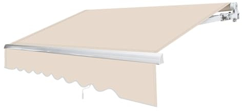Hebitod Gelenkarmmarkise, Markise Sichtschutz 300 * 250CM,UV-beständig Markise Balkon, Reißfestigkeit Einziehbare Markise mit Handkurbel, Winkelinstellung(5°-45°),Beige