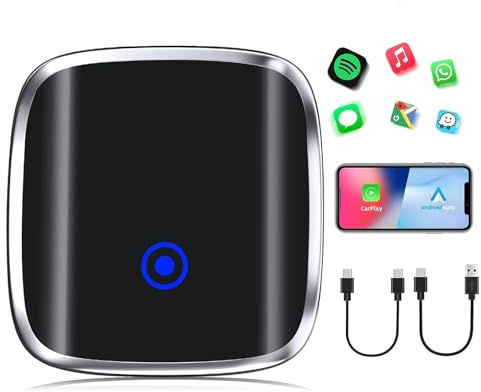 2-in-1 Wireless CarPlay & Android Auto Adapter – Wandelt kabelgebundenes CarPlay in kabellos um, Stabile Verbindung & Keine Verzögerung, Kompatibel mit iPhone & Android, Plug & Play