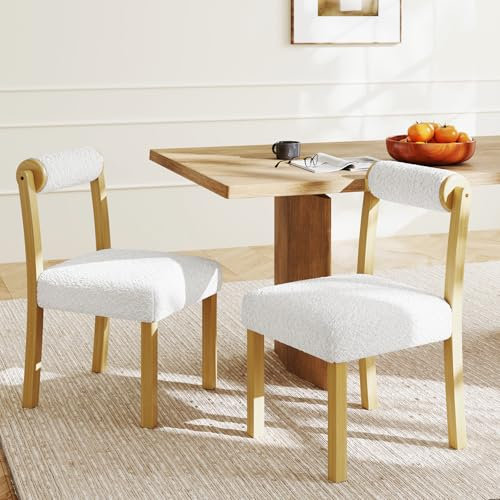 GIANTEX 2 er Set Esszimmerstühle, Gepolsterte Küchenstühle Wohnzimmerstühle, Essstühle mit zylindrischer Rückenlehne, Holzstühle 150 kg Belastbar, Armlose Freizeitsühle Stuhlset 50 x 59 x 85 cm