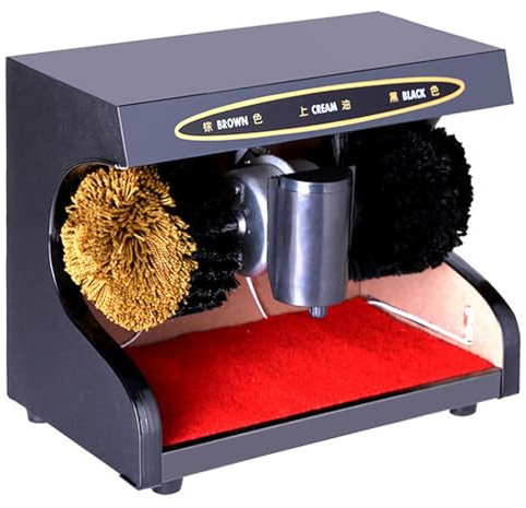 XHSMYXGS Electric Shoe Shine Machine, Automatic Induction Shoe Shine Shoe Polishing Machine with Soft and Hard Brush, for Commercial, Household (Black)