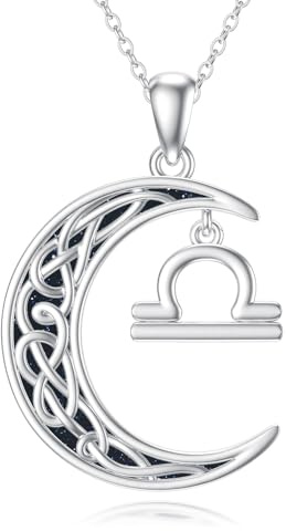 PROESS Sternzeichen Waage Halskette 925 Sterling Silber 12 Sternbilder Anhänger Horoskop Zeichen Halsketten Schmuck Geschenke für Frauen Männer
