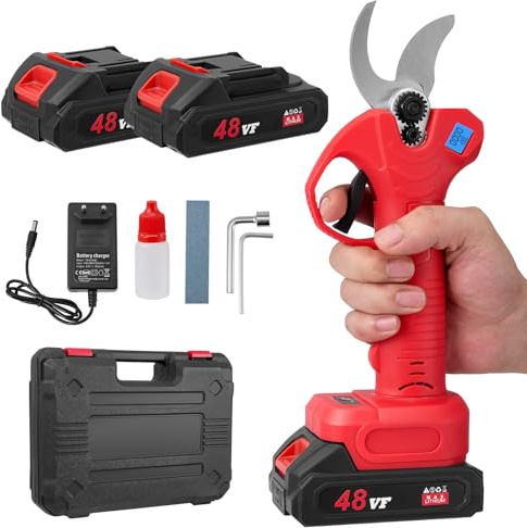 Yapasopu tijeras de podar eléctricas 30mm 600W Tijeras de Podar Bateria con 2 Baterías 2000mAh Trabajo Hasta 5 Horas Pantalla LCD Profesional Tijera de Podar para jardín,granja,ramas,arbustos,troncos