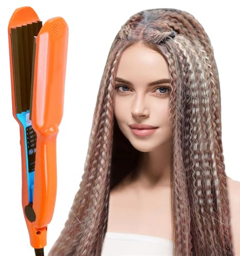 Hair Crimpers for Women, Afenau Crimpers Hair with 5 Heat Setting, Hair Crimpers for Girls, Crimping Iron Hair Crimper, 140-220℃, Rapid Heating, for Fluffy Hairstyle (Orange)