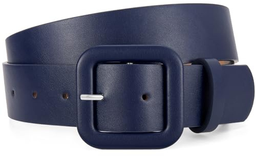 JasGood Damen Ledergürtel in Bonbonfarbe,Marineblau,100cm