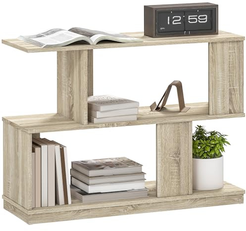 HOMCOM Tavolino Salotto a S con 4 Ripiani 90x30x61 cm Colore Legno