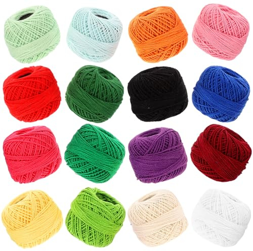 MAGICLULU Hilos de Bordar 16 Rollos Algodón 45 Metros Colores Mezclados para Bordado a Mano y Decoración Textil DIY Color Aleatorio