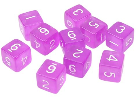 POENVFPO 30 ST Transparenta Plasttärningar, 6-sidiga små Lätta Speltärningar med Tydlig Design, för Brädspel Matematikspel Pedagogiska Spel (Purpur)