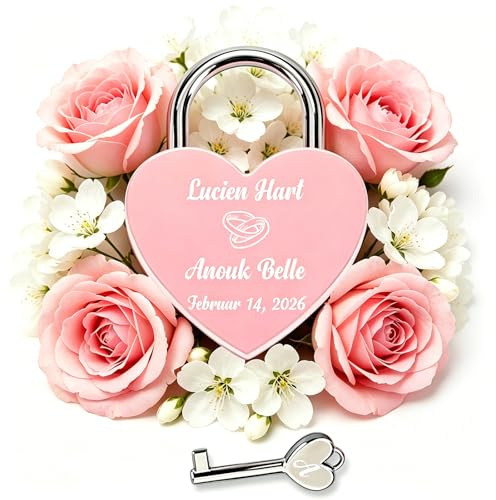 Personalisierbares Herzförmiges Liebesschloss mit Gravur und Schlüssel, Gravierbar mit Foto Text Datum Symbol, Hochzeitstagsgeschenk für Partner