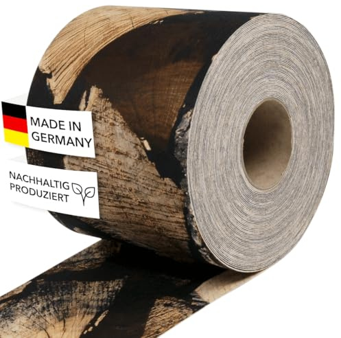 Zaundruck Sichtschutzstreifen Polyester - nachhaltiger Sichtschutz für Doppelstabmattenzaun - Motiv Windschutz 26 m x 19 cm - Sichtschutz-Rolle - Kaminholz