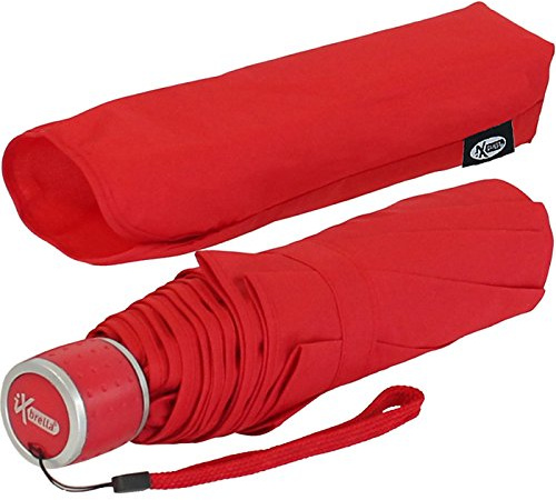 iX-brella Mini Ultra Light - Parapluie de poche pour femme avec grand toit - Extra léger, rouge, 100 cm, Parapluie de poche avec ouverture manuelle