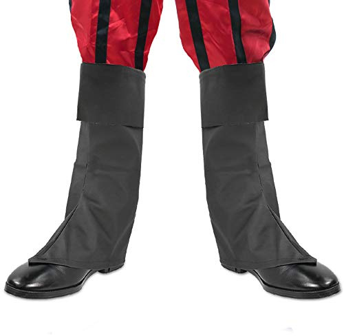 Skeleteen Faux Leather Costume Boots - Knee High Over the Shoe Black Pirate Boots Accessories for Costumes