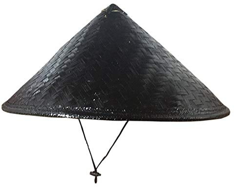 Zhou-long Handgefertigter japanischer Samurai-Hut Cosplay Ritter schwarze Bambuskappe, Schwarz , Dia.16.5 inches Deep 7 inches