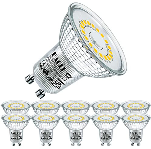 EACLL GU10 LED 4000K 4.8W Ersetzt 75W Halogen Leuchtmittel, 10er-Pack. 710 Lumen Neutralweiss Birnen, AC 230V Flimmerfrei Strahler, Lichtwinkel 120 Grad Spot, Nicht Dimmbar Ø50xH53mm Reflektorlampen