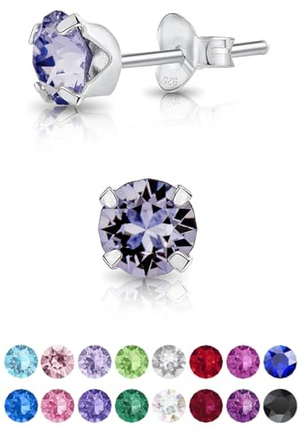 Orecchini Lilla - Orecchini Lobo Donna Argento 925 con Brillantini di Cristallo Lilla/Lavanda - Orecchini Brillanti Colorati - Orecchini Donna Viola