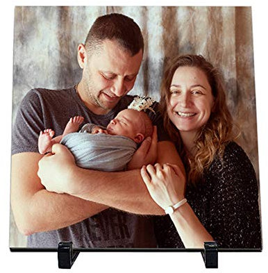 Qchomee Custom Ceramic Tile Printing Personalised Photo Porcelain Print Add Any Picture Text Room Decor DIY Birthday Wedding Christmas Valentine's Mother's Father's Day Customised Gift