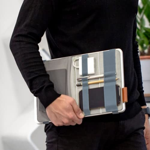 Beblau Fold 2 in 1 Tragbarer Schreibtisch Organizer & Rucksack Organizer | Kabel Organizer für Büro & Unterwegs | Flexibles Schreibtisch Zubehör mit Taschen, Netz & Gummibändern | Stahlblau