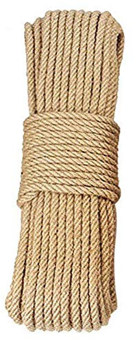 Natural Cuerda de Yute, Trenzada Cuerda de cáñamo de Alta Resistencia Durable Cordel de Yute, para la Etiqueta de la Caída, Tarjeta, Regalo, Manualidades Bricolaje, Jardín Trabajo,50m_6mm