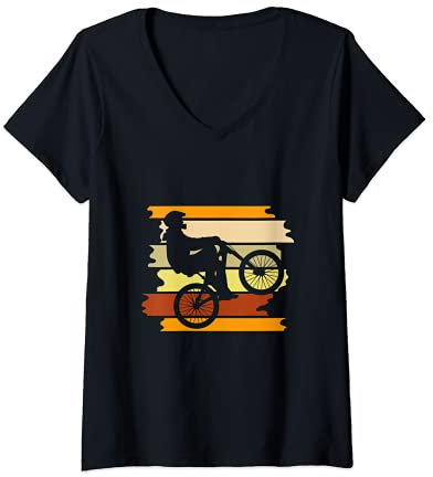 Damen BMX Rad I BMX Fahrrad I I Wheely I BMX T-Shirt mit V-Ausschnitt