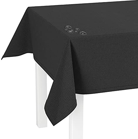 LILENO HOME Tischdecke abwaschbar [140x280cm] in Anthrazit - Gesäumte Polypropylen Gewebe Tischdecke wasserdicht mit Fleckschutz