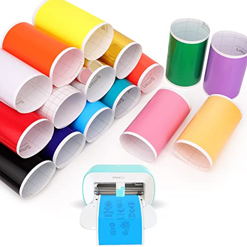 Smart Adhesive Vinyl Permanent für Cricut Joy, 15 Stück Plotterfolie Selbstklebend Vinylfolie 12 * 5.5 zoll Vinyl Plotter Film mit 3 Transferfolie Plotterfolie für kreatives Handwerk und Dekoration