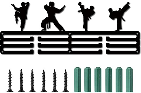 CREATCABIN Medaillenhalter Karate-Thema Sportmedaillen-Ausstellungsständer Wandhalterung Aufhänger Dekorationshalter Für Die Aufbewahrung von Abzeichen Zu Hause 3 Sprosse Medaillengewinner Laufen