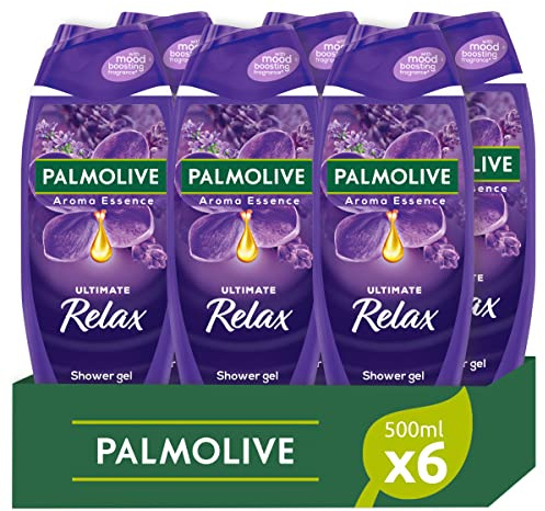 PALMOLIVE - Essence Ultimate Relax doft duschkräm 6 x 500 ml (leverans inom 48 timmar), doftande och naturligt duschtvål, doftande duschgel, 95% naturliga ingredienser, återvinningsbar flaska, vegan