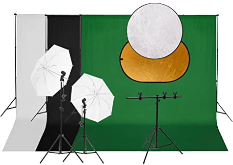 vidaXL Kit de Estudio fotográfico con Set de Luces, Fondo y Reflector, Kit de Estudio, lámpara de luz Diurna, Conjunto de iluminación de Estudio