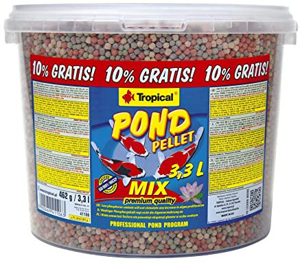 POND PELLET MIX 3,3L / 462g - è una miscela di diversi tipi di mangimi per l'alimentazione quotidiana dei pesci da laghetto.