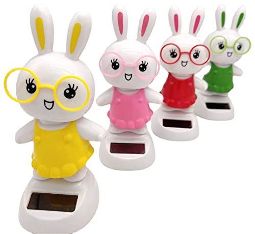 Asudaro Wackelkopf Spielzeug Auto Armaturenbrett Dekoration, Auto Wackelfigur Solar Wackelkopf Dekofigur Kopfschütteln Kaninchen Puppen Spielzeug Schreibtisch Dekoration Figuren,Zufällige Farbe