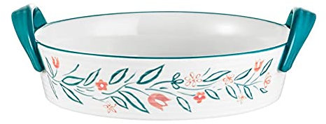 Lasagnera Piatto da forno in ceramica - Round Bakeware, teglia con doppia maniglie, Pentole Brownie for cucinare, Brownie, Cucina, 11,5 pollici Teglie da Forno