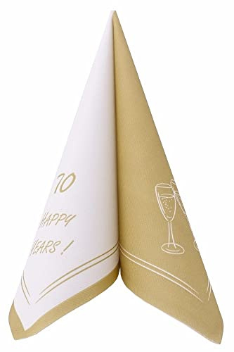 APARTina Serviette HAPPY YEARS, stoffähnlich ideal für 80. Geburtstage, 40 x 40 cm, 50 Stück Einwegservietten stoffähnliche hochwertige Geburtstagsservietten Servietten (Gold, 80 Jahre)