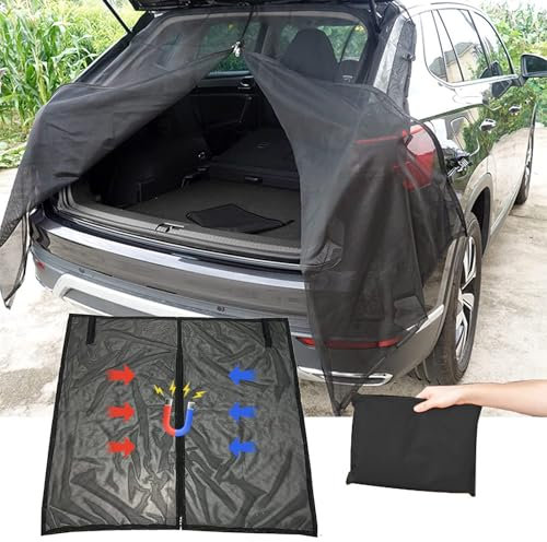 Cubierta para Maletero de Puerta Trasera de Gran Tamaño,Cortinas de Protección Solar Magnéticas,Mosquitera para Techo,Caravana O Camping,Coche para Viaje(170 * 140cm)
