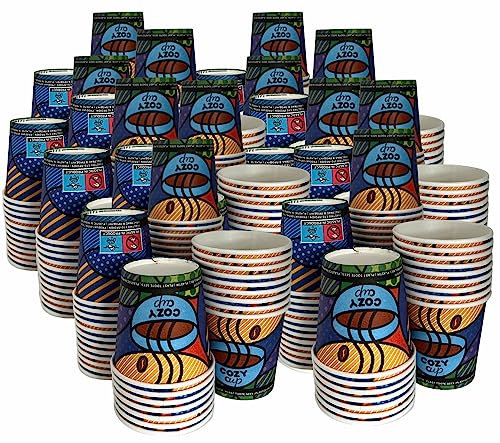 Intertan 400 Kaffeebecher To Go Pappe 120ml Design COZY CUPS Einweg - für Heißgetränke bis 95°C und Kaltgetränke Papp Becher für Unterwegs, Büro, Uni, Party, Picknick