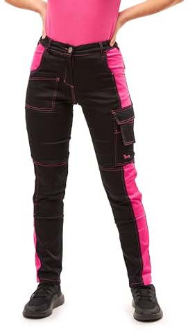 strongAnt Damen Arbeitshose komplett Stretch für Frauen Bundhose mit Kniepolstertaschen Schwarz Grau Weiß Pink