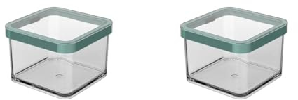 Rotho Loft Vorratsdose Deckel, lebensmittelechter Kunststoff (SAN) BPA-frei, türkis/transparent, 0.5l, 0,5l (10 x 10 x 7,2 cm) (Packung mit 2)