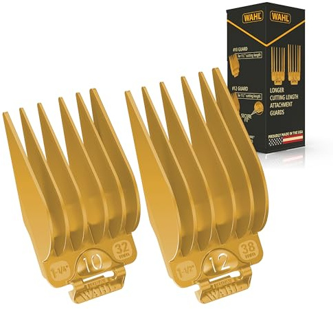 WAHL Juego de protectores de fijación de ajuste seguro para estilos de cabello largo y decoloración, 2 peines guía de tamaño completo para un mayor rendimiento de corte, modelo 3025025