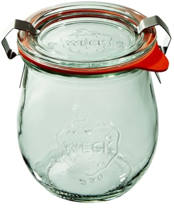Weck Tulpe 220 ml 12-teiliges Glas mit Deckel, Dichtung und 2 Verschlüssen | Zum Aufbewahren von Konserven, Säften, luftdichtes Lagern von trockenen Zutaten