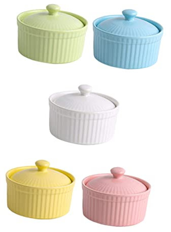 ABOOFAN Set De Bols Soufflé Céramique Colorés Avec Couvercles Bols Multifonctions Pour Pudding Sauce Et Cuisson Four Matériau Alimentaire