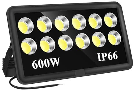 Spot LED d'extérieur 400 W 600 W Lumières de sécurité Super Bright Spots Arena Illumination, IP66 Étanche Projecteur commercial pour cour, terrain de basket (600 W)