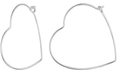 Qings Argento Sterling Orecchini a Cerchio Forma di Cuore Piccoli Medi Grandi Sottili Orecchini Cerchio Donna Cuore Semplici Geometrici Huggie Hoops per Donne Ragazze Diametro 27mm