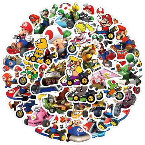 50pcs Mario Kart Stickers Packs for Teens Adults, Vinyl Waterproof Cool Gaming Decals for Laptop Water Bottles Skateboard Guitar