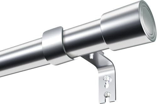 Bastoni e binari per tende argentati per tende con occhielli, finestre, soggiorno, bagno, camera da letto (argento, 70-155 cm)