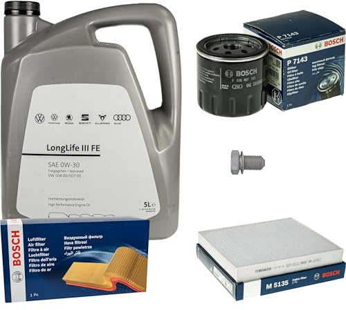 Inspektionspaket Wartungspaket Filterset mit 5 L 0W-30 Motoröl LongLife 3 FE, Ölfilter Luftfilter Innenraumfilter Ölablassschraube